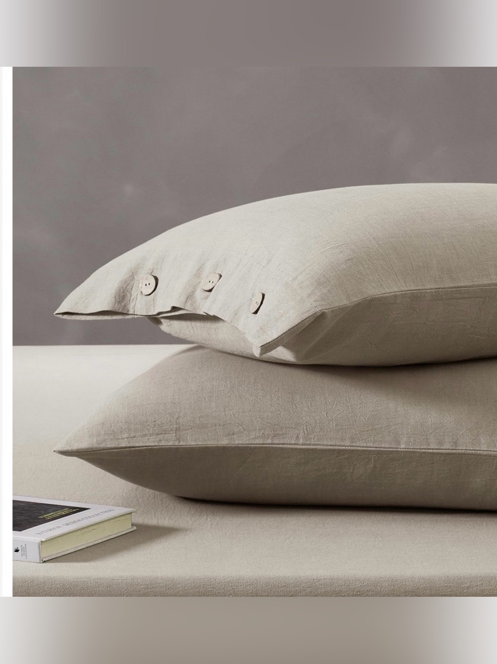 TAUPE Pillowcases 100% Washed Cotton KING SIZE 20x36” (2-count)